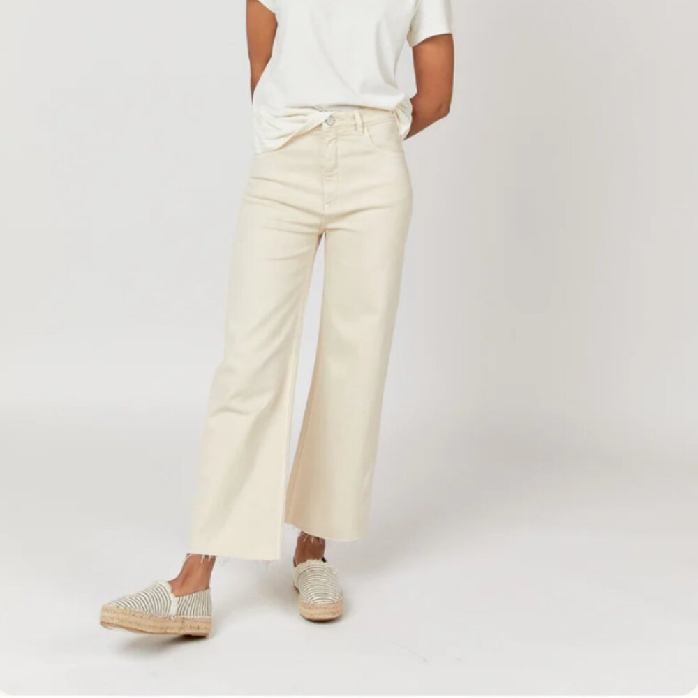 Oliver Logan Aberdeen Wide Leg Jeans - Ecru - Size 32